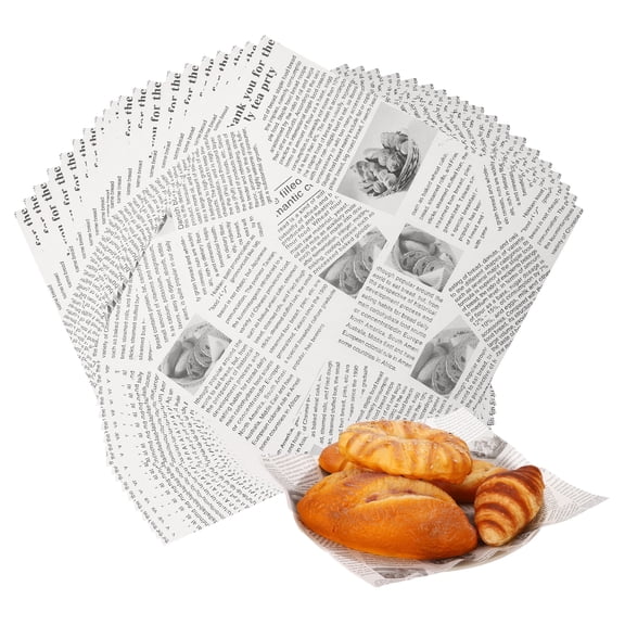 Uxcell 50 Pcs Feuilles de Papier Ciré, 11.9 x 11.9 Pouces Papier d'Emballage pour Sandwich Doublures de Panier à Aliments pour Hamburger Pain Fête Foire Plein Air Pique-Nique, Blanc (Journal)