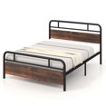 thumbnail image 1 of Costway Queen Size Metal Platform Bed Frame Industrial Headboard Mattress Foundation, 1 of 10