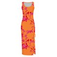 thumbnail image 3 of Womens Sleeveless Tight Maxi Dress Side Slit Drawstring Ruched Slim Fit Tank Dress U Neck Summer Club Beach Sun Dresses, 3 of 4