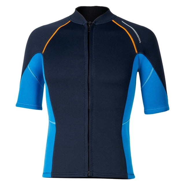 Xnihocha Man 15mm Neoprene Wetsuits Top Short Sleeve Rash Guard Shirts Professional Swimwear Navy Blue 3XL