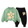 thumbnail image 2 of Pisexur Ensemble de Vêtements d'Automne et d'Hiver pour Bébés Filles Garçons 2 Pcs Mode Décontractée Imprimé Floral Manches Longues Col Rond Chandails en Molleton et Pantalons Ensemble de Survêtement pour Filles Garçons 3-8 Ans, 2 of 4