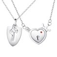 thumbnail image 1 of braveheart Titanium Steel Love Heart Lock Key Necklace Set for Couple Birthday Valentines Gift, 1 of 1