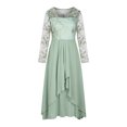 thumbnail image 4 of EGNMCR Robes de Soirée pour Femmes, Robes Formelles pour Femmes, Robes de Cocktail pour Femmes Femmes Unies à Manches Longues Col Rond Dentelle Mousseline Maille Taille Robes de Fête Jupe en Mousseline pour Femmes, 4 of 6
