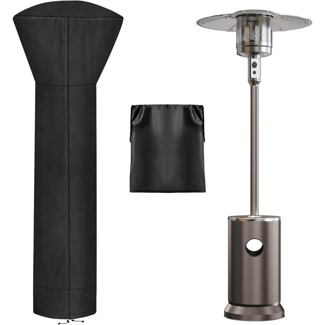 Housse Imperméable pour Chauffe-Terrasse Extérieur, avec Fermeture Éclair et Sac de Rangement, 89H x 33D x 19B Pouces, Ronde Noire
