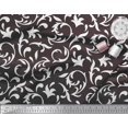 thumbnail image 2 of Soimoi Brown Rayon Crepe Fabric Filigree Damask Print Sewing Fabric Yard 46 Inch Wide, 2 of 3