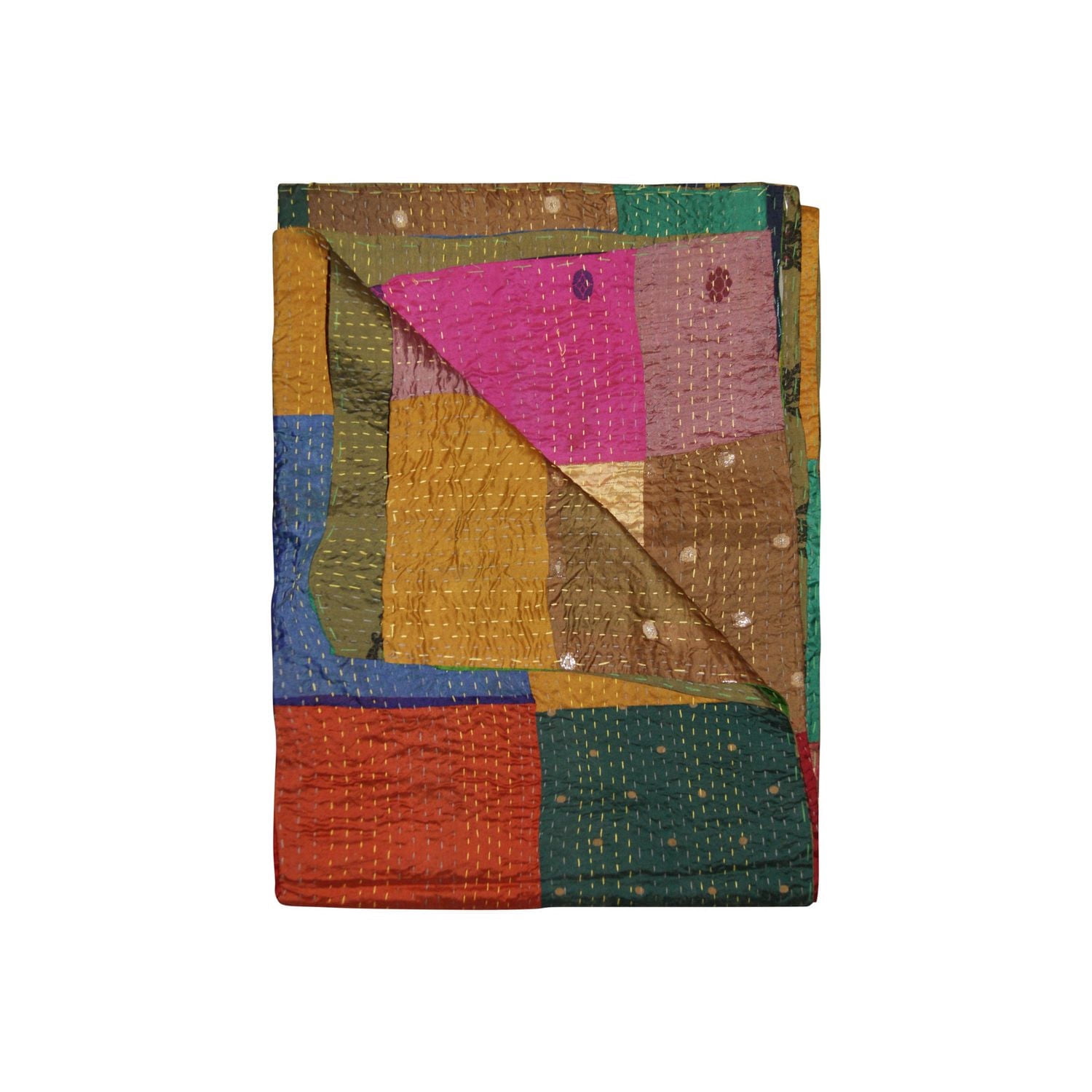 KANTHA SILK THROW BLANKET 50"X70"