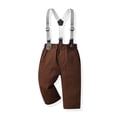 thumbnail image 4 of RXIRUCGD Ensemble Mode pour Enfants Chemise à Rayures Pantalon Ensemble 2 Pcs Manches Longues Col Rond Haut/chemise (Marron, Taille:150), 4 of 8