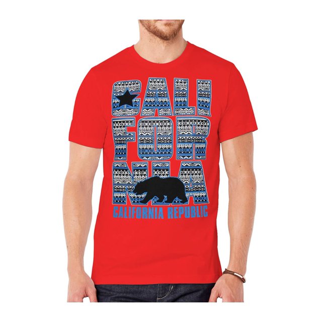 T-Shirt à Motif Tribal Bleu République de Californie pour Homme - Rouge - 2X-grand