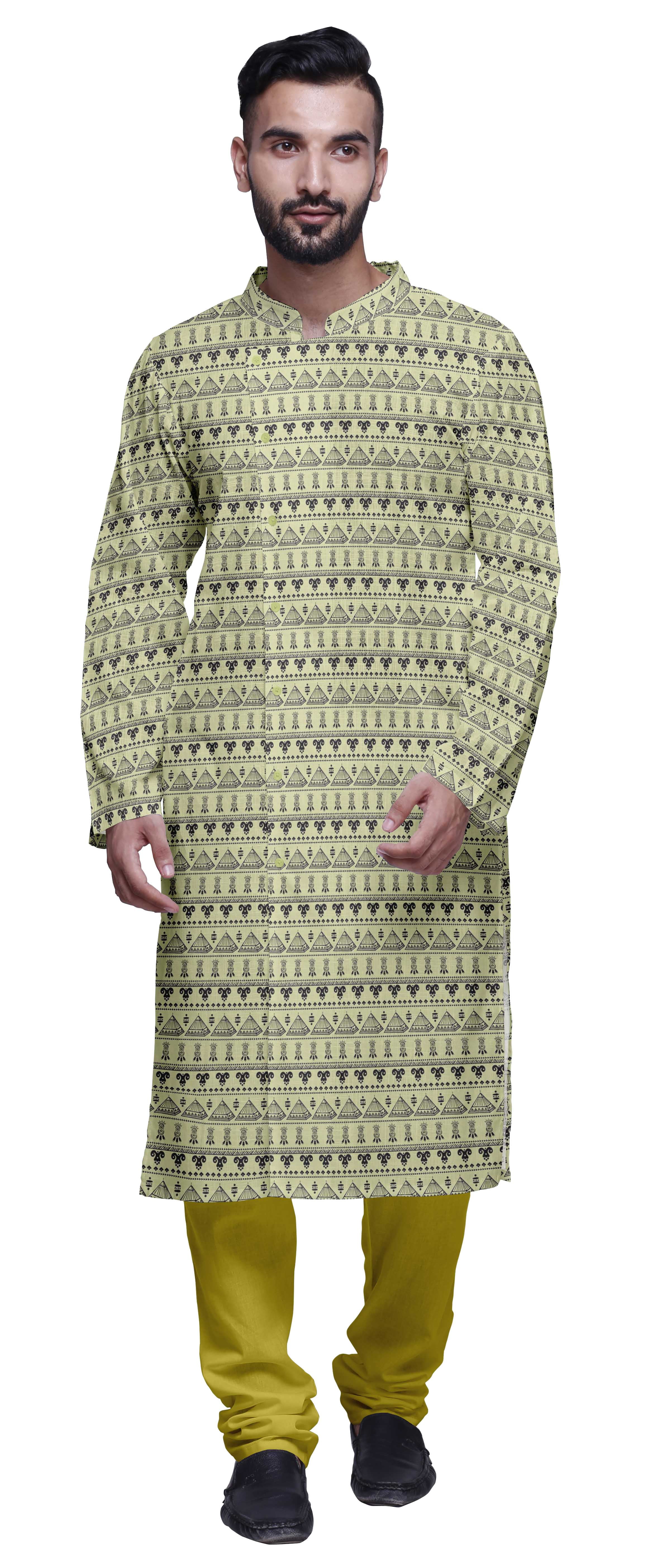 Atasi Kurta Pyjama de Fête pour Hommes Col Mandarin Manches Longues Kurta Pyjama Ethnique