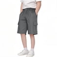 thumbnail image 2 of MIASHUI Boys Cargo Shorts Summer Drawstring Stretch Waist Sports Pants with Pocket,Grey,3-4 Years, 2 of 6