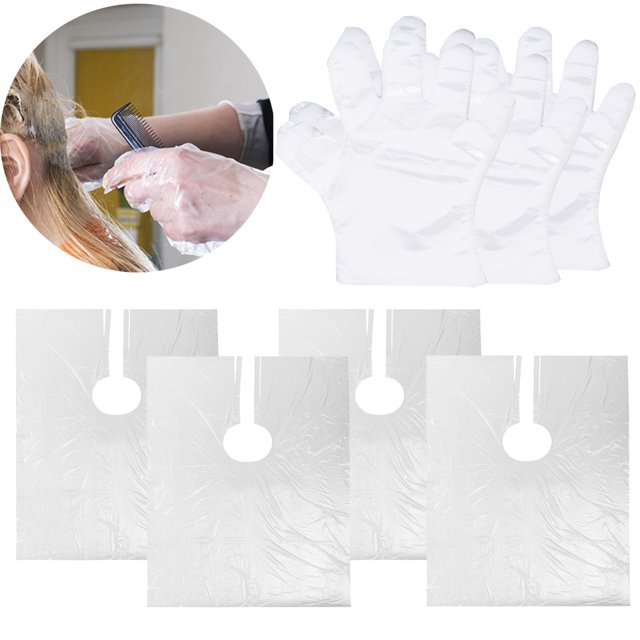100 Pcs Cape de Salon de Coiffure Jetable Cape de Barbier avec 100 Pcs Gants Jetables