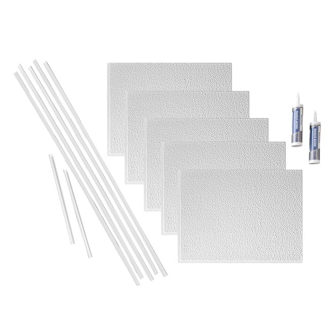 Fasade Hammered Decorative Vinyl Backsplash Kit Gloss White