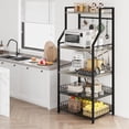 thumbnail image 4 of Bakers Rack, Farmhouse Microwave Oven Stand with 2 Large Metal Wire Basket, 5 Tier Utility Storage Shelf with 8 Hooks, 4 of 9