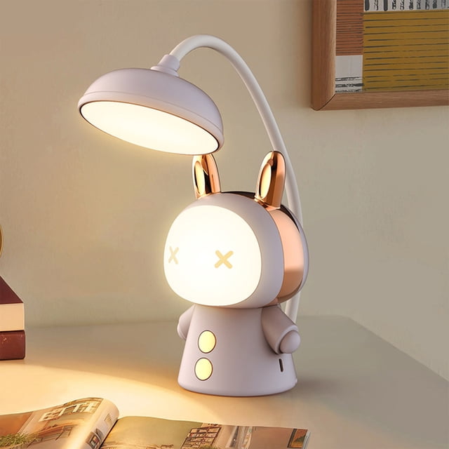 Lampe de Table Rechargeable pour Enfants, Lampe de Bureau, Lumière de Lecture DEL à Intensité Réglable et Réglable, Veilleuse Portable, Lampe d'Étude Protectrice pour les Yeux, Construction en Plastique Antichute, 4 Modes d'Éclairage, Col de Cygne Flexible, Cadeaux de Fête
