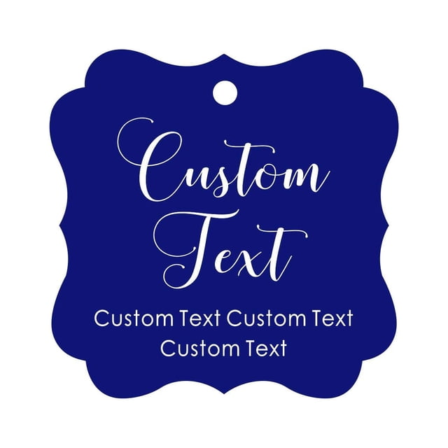 Darling Souvenir Personalized Paper Hang Tags Custom Text Wedding Party Gift Favor Tags -Blue-50 Tags
