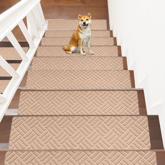 Non-Slip Stair Treads, 8x30 Inch Carpet Runner Mats with Reusable Adhesive, Indoor Safety Rug for Pets & Elders, Easy Clean (Set of 1)