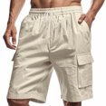 thumbnail image 2 of Plebaso Mens Casual Shorts Drawstring Lightweight Summer Shorts Solid Color Loose Beach Shorts for Men, 2 of 7