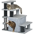thumbnail image 1 of PawHut Escaliers pour Chat à Hauteur Réglable avec Poteau à Griffer, Marches pour Animaux de Compagnie pour Sofa, 1 of 10