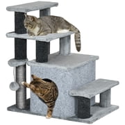 PawHut Adjustable Height Cat Stairs with Scratching Post Pet Steps for Sofa