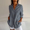 thumbnail image 2 of Timegard Plus Size Tops for Women Button down Shirts Long Sleeve Lapel V Neck Blouse Lightweight Tops, 2 of 6