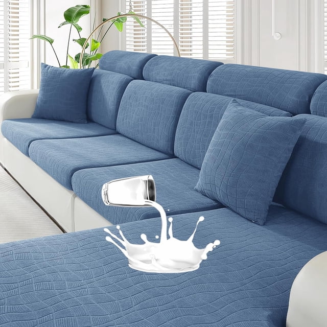 Pieces Couch Cushion Covers for Sectional Sofa Seat Slipcover Stretch Sectional Couch Cover for L Shape Left/Right Chaise with Elastic Bottom ( Seater + Chaise Light )