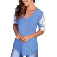 thumbnail image 1 of Pompotops T-Shirt en Dentelle à Manches Courtes et Col en V pour Femmes, 1 of 4