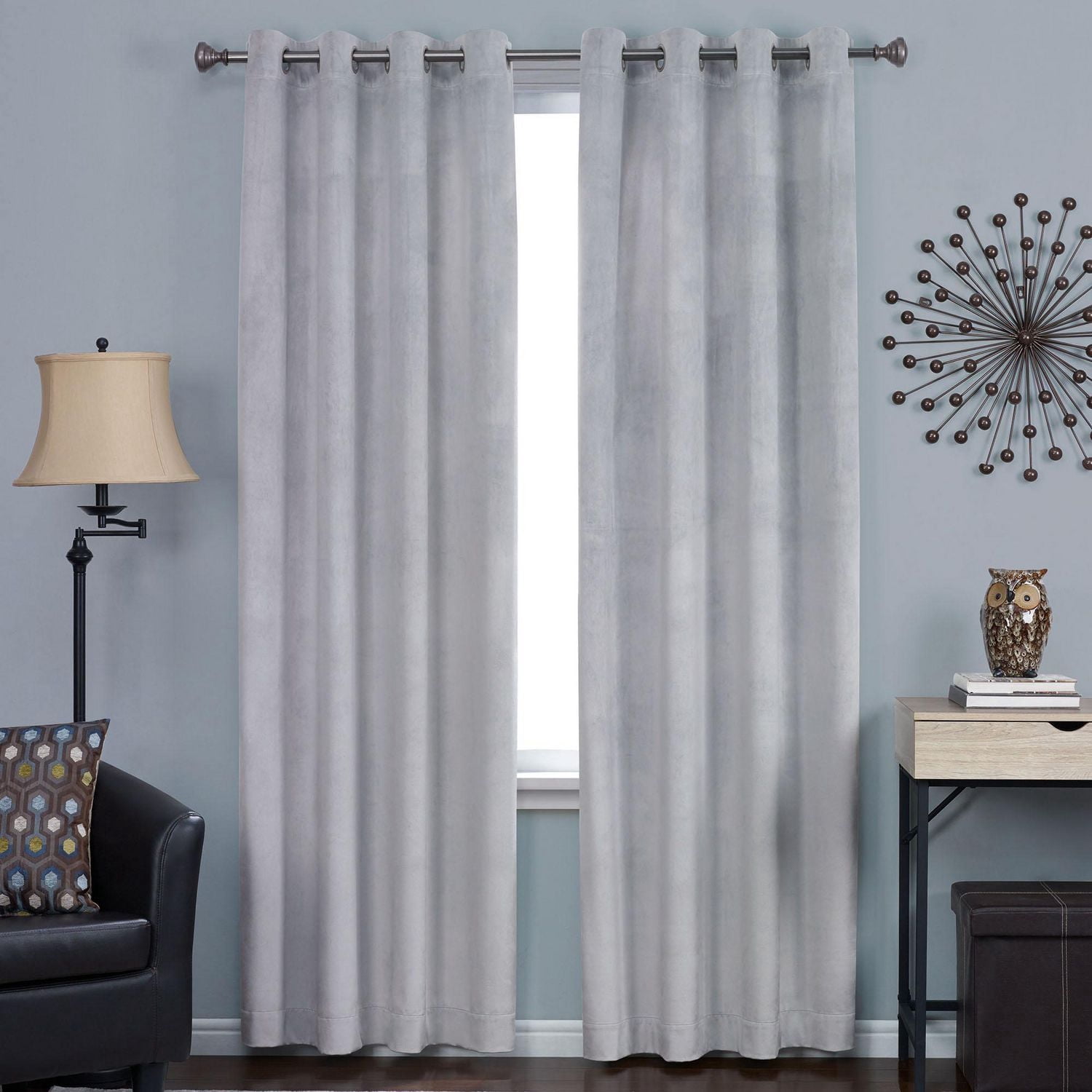Hometrends Velvet 84" Grommet Blackout Window Curtains Panel