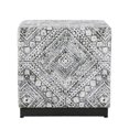 thumbnail image 2 of HomePop Pouf en Tissu à Motif Tribal Moderne, Design Cube Carré, Noir/blanc, 2 of 8