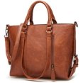 thumbnail image 2 of LinYooLis Sac à Bandoulière Grande Capacité pour Femmes Sac à Main Poignée Supérieure Sac en Cuir PU Sac Rétro, 2 of 6