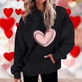 thumbnail image 2 of Plebaso Sweat à Capuche Imprimé Cœur pour Femmes, Manches Longues, Pull Ample avec Poches, 2 of 5