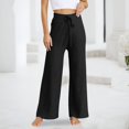 thumbnail image 2 of Women‘s Ribbed Knit Wide Leg Pants Casual Flowing Sweater Pants With Elastic Waist, 2 of 5