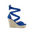 thumbnail image 3 of BLISSFUL STEP Chaussures pour Femmes Espadrilles à Lacets Sandales Compensées à Plateforme Bleu Foncé 8.5, 3 of 8