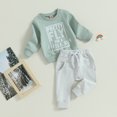 thumbnail image 4 of Fortune 0-3Y Baby Boys Fall Outfits Long Sleeve Letter Sweatshirt Drawstring Jogger Pants, 4 of 8