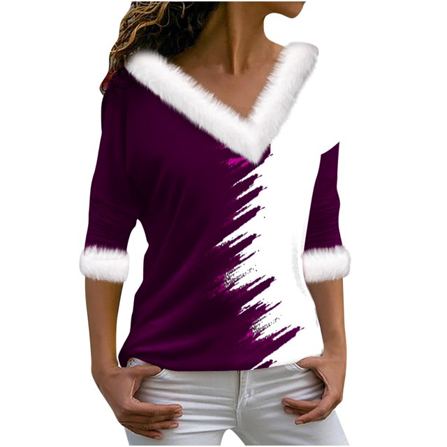 Birdeem Haut/chemise à Col en V Imprimé à Manches Longues pour Femme