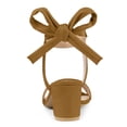 thumbnail image 3 of BLISSFUL STEP Women's Open Toe Ankle Tie Back Block Heels Sandals Brown (Size 5.5), 3 of 6