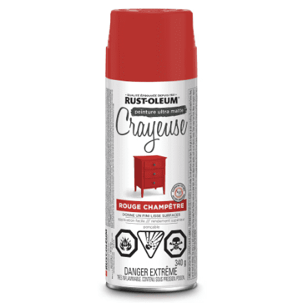 Peinture ultra mate à effet craie Rust-Oleum en rouge ferme, spray aérosol de 340 g