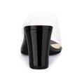 thumbnail image 2 of BLISSFUL STEP Women's Clear Point Toe High Block Heel Mules Slides Sandals Black 6.5, 2 of 8