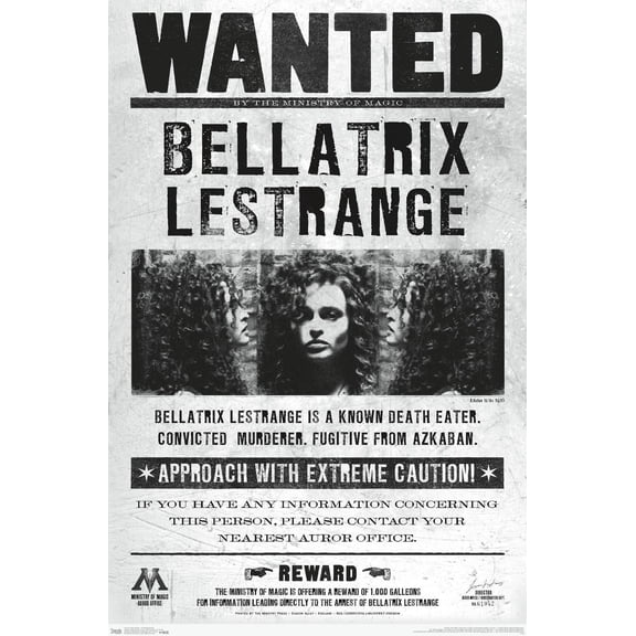 Le monde des sorciers: Harry Potter - Bellatrix Wanted Poster