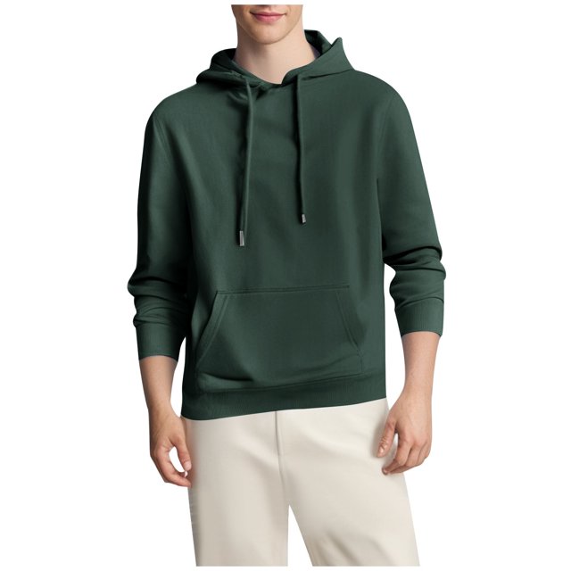 Mens Camo Hoodie Long Sleeve Drawstring Fleece Lined Solid Color Pullover Sweatshirts