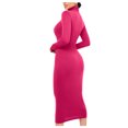 thumbnail image 3 of Gspmoly Robe d'Été, Robe Longue Femme Mode Ajustée à Col Montant, Robe à Manches Longues de Couleur Unie, Robes de Soirée pour Femmes Offres Prime, 3 of 8
