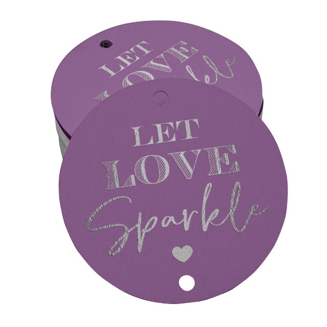 Inkdotpot Pack Of 100 Real Silver Foil Paper Tags Let Love Sparkle Wedding Favor Hang Tags