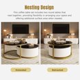 thumbnail image 4 of Kosynda Round Nesting Coffee Tables Set of 2 with Storage, Marble Top Circular Center Table Set with Drawer and Metal Frame for Living Room, Home, Apartment, Office, Black, 4 of 10