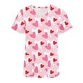 thumbnail image 1 of TIMIFIS Womens Valentine's Day Nursing Scrub Tops Working Uniform Short Sleeve V Neck Workwear Blouse T-shirt with Pockets - Spring, 1 of 3