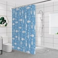 thumbnail image 3 of Doublure de Rideau de Douche Motif Poisson Hameçons Imperméables Bleu, 3 of 6