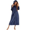 thumbnail image 1 of Women's Fleece Robe Luxury Plush Flannel Hoodie Zipper Dressing Gown with Pockets for Winter, 1 of 5