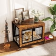 thumbnail image 2 of Gymax Meuble Cage pour Chien Industriel Chenil pour Chien avec Dessus Rabattable Maison Décorative pour Animal Brun Rustique, 2 of 10