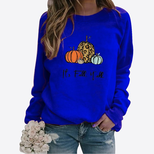 DPTALR T-Shirt à Manches Longues Col Rond Imprimé Lettres Squash Décontracté Confortable pour Femmes