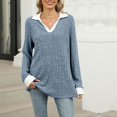 thumbnail image 4 of AherBiu Womens Tops Ribbed Knitted Long Sleeve Trendy Loose Tops Comfy Fall Collared Shirts Blouses, 4 of 7
