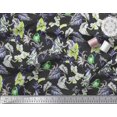 thumbnail image 2 of Soimoi Green Polyester Crepe Fabric Bird,Leaves & Orchids Flower Print Sewing Fabric BTY 52 Inch Wide, 2 of 3