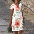 thumbnail image 2 of Pisexur Robe d'Été pour Femmes 2023 à Col en V à Manches Courtes Florale Décontractée de Plage Robes Imprimé Tournesol une Robe Midi en Lin, 2 of 5